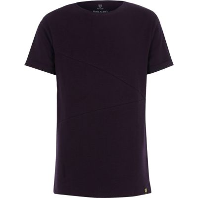 Boys purple ribbed panel t-shirt